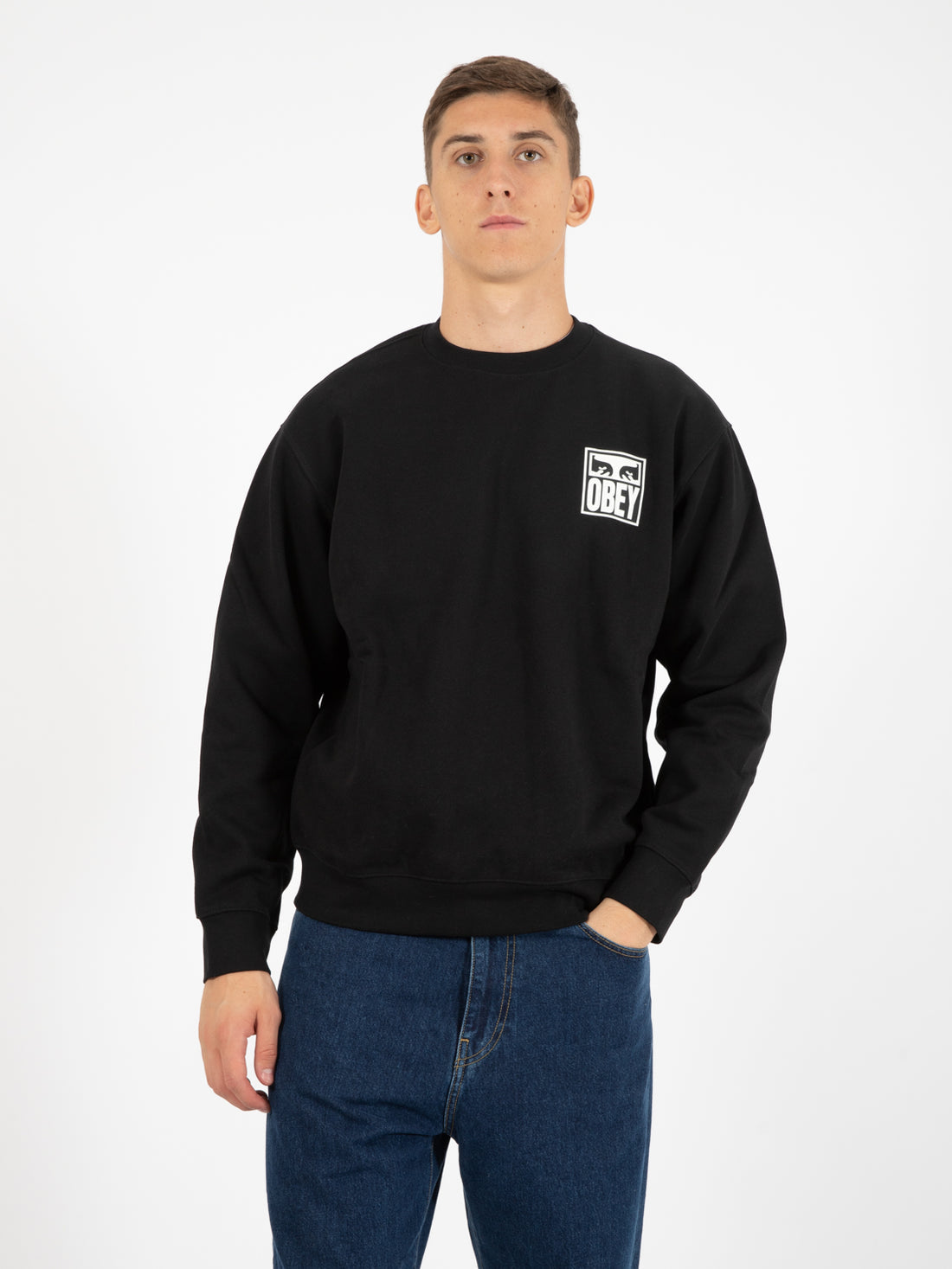 Obey Felpa eyes icon crew fleece black